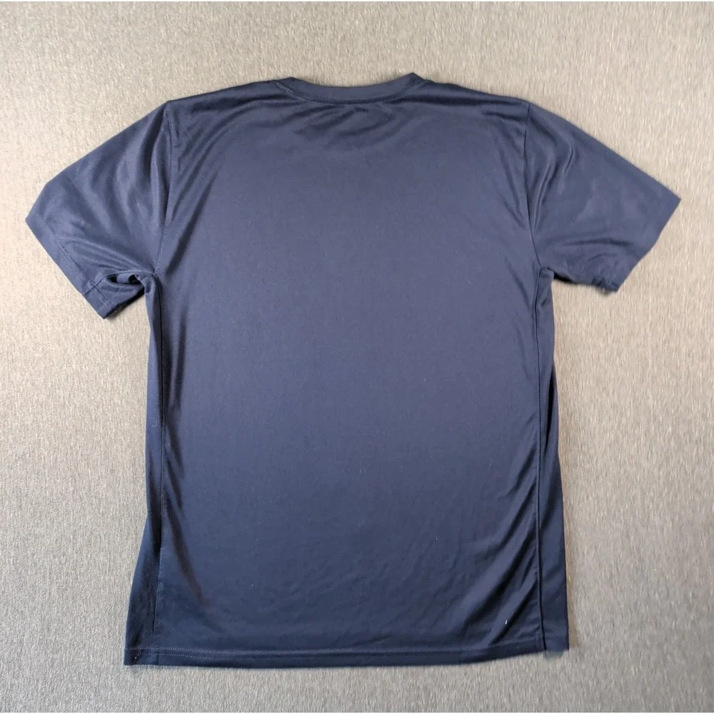 Nike Tee Dri Fit Navy Shirt Moisture Wicking Polyester Size S Gym Training EUC